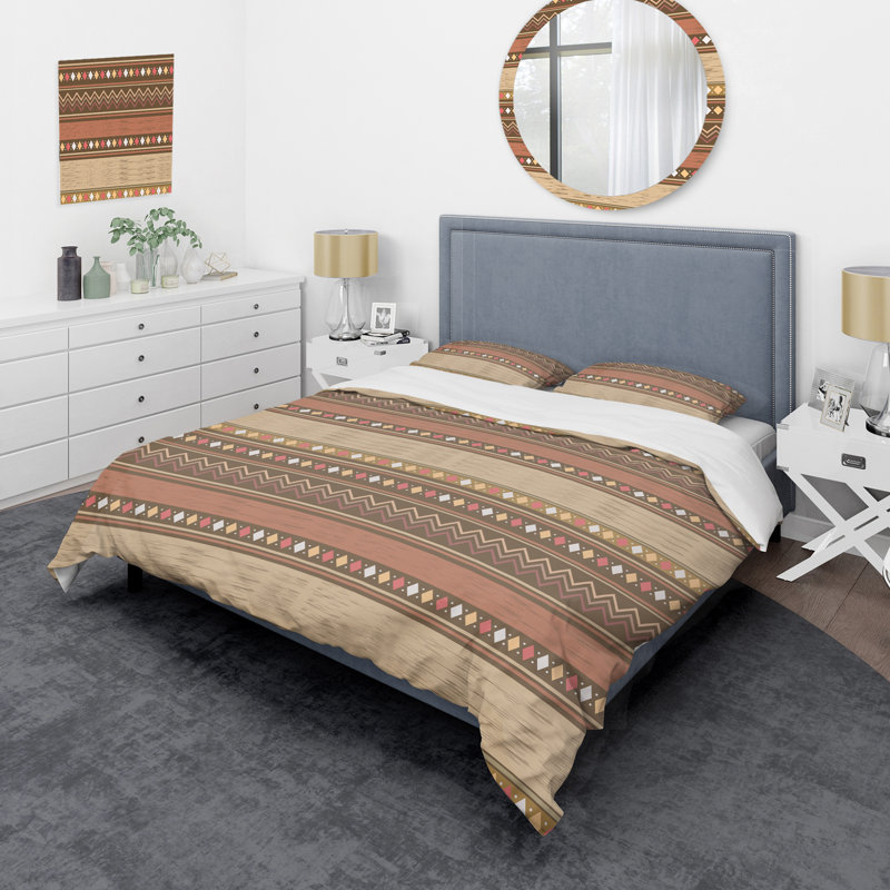 Multicolor Tribal Striped - Abstract Duvet Cover Set - Microfiber Polyester
