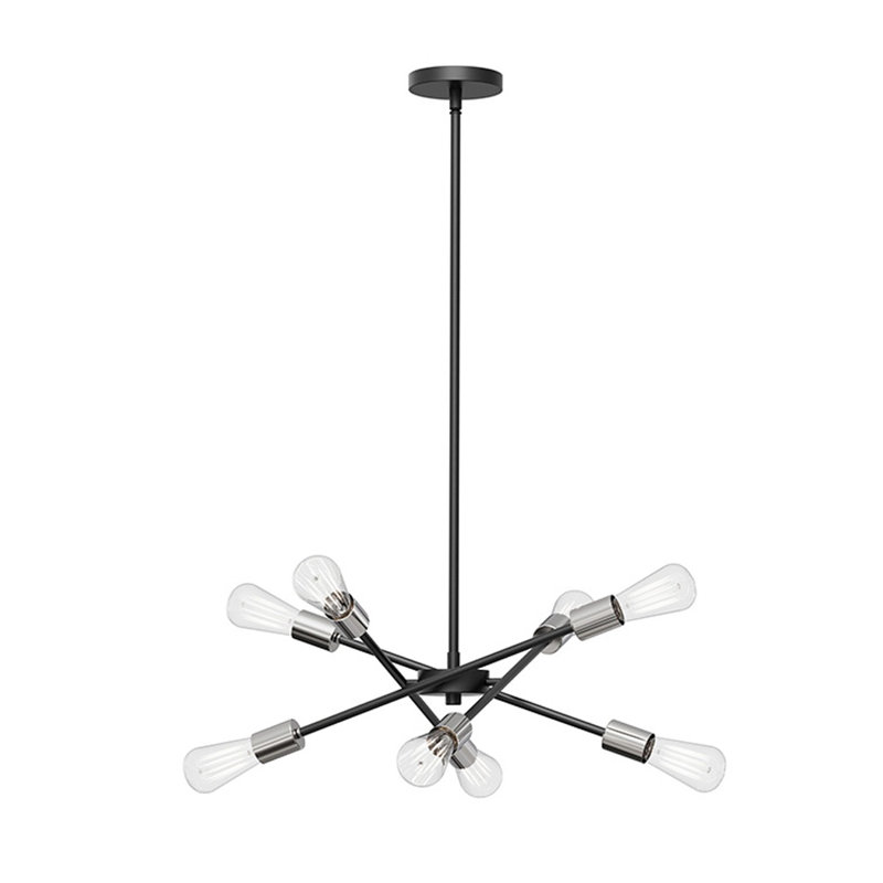 Laterna 8-Light 26” Wide Chandelier, Matte Black/Brushed Nickel