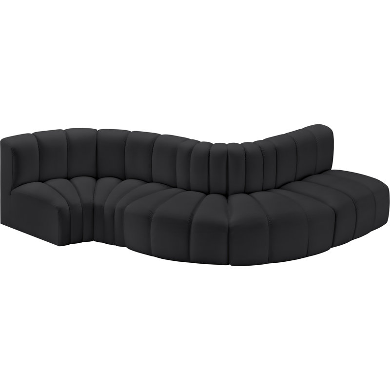 Canapé en cuir végétalien Hugibert, Cuir végétalien noir