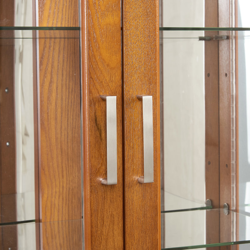 Vitrine avec éclairage interne et tablettes réglables à 6 tablettes magnétiques, Oak