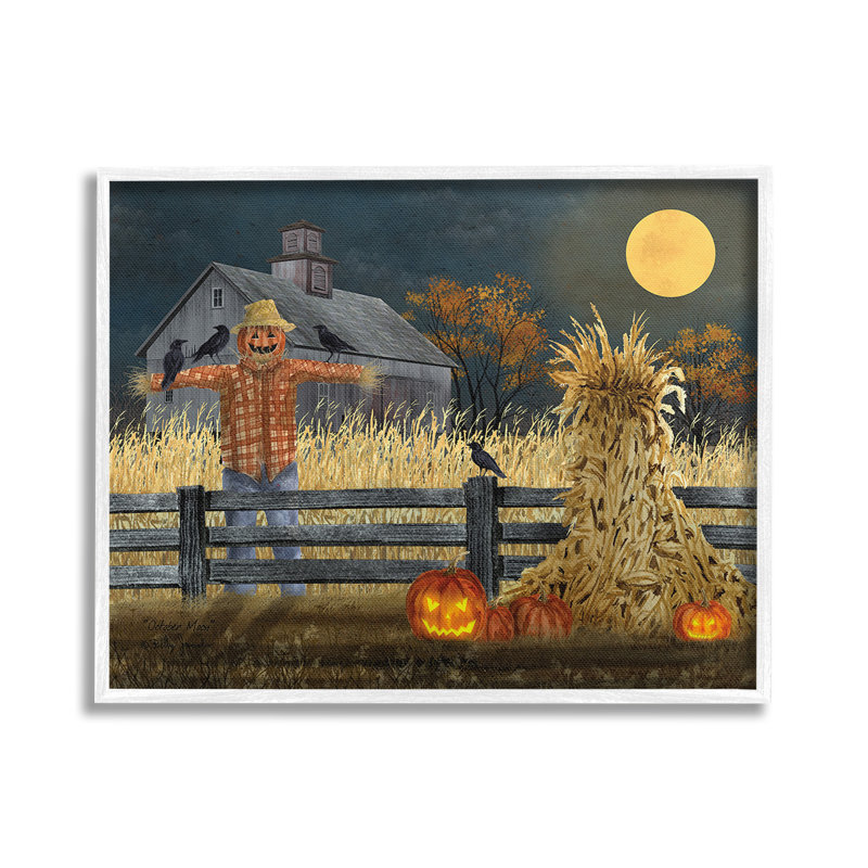 «Scarecrow Farm Landscape Single Frame» par Billy Jacobs sur, Giclée encadrée blanc bord de mer, H 24 po x l 30 po