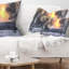 Coussin lombaire imprimé hiver avec soleil