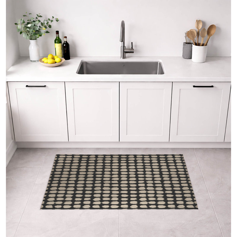 Tapis de cuisine tacheté à profil bas, Rectangle 7 pi x 5 pi, Gris anthracite