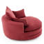 Fauteuil de salon rond pivotant à 360° rouge avec coussin double couche, oreiller de soutien, mécanisme silencieux, tissu velours côtelé pour faire la sieste au bureau, profondeur d'assise de 96,5 cm, design du coussin, 3 oreillers amovibles.