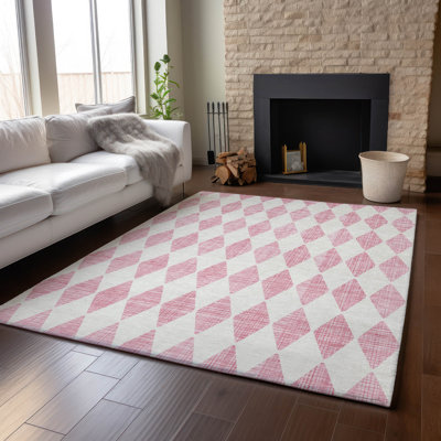Premium Machine Washable Cerrito AMF578 Pink Rug