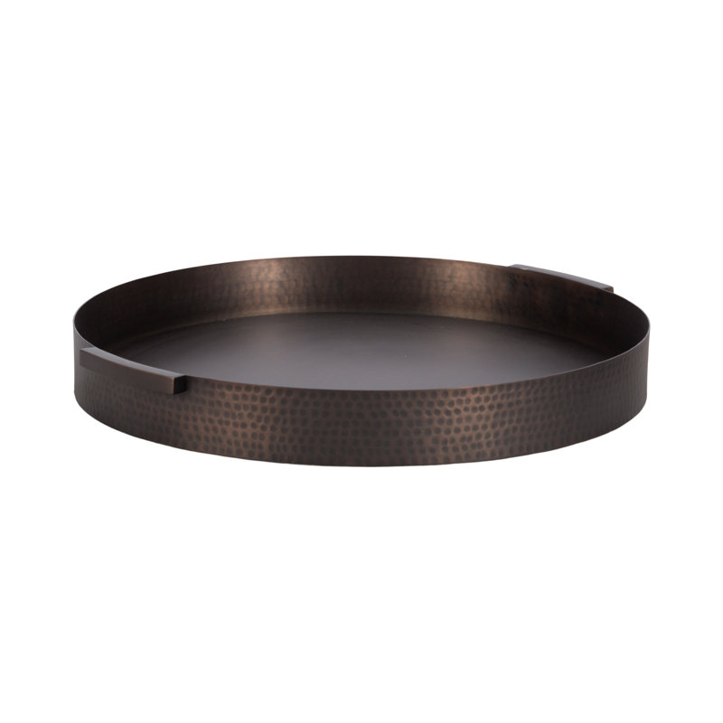 Plateau en métal martelé Yasmine, Bronze, 2" H x 17" W x 17" D