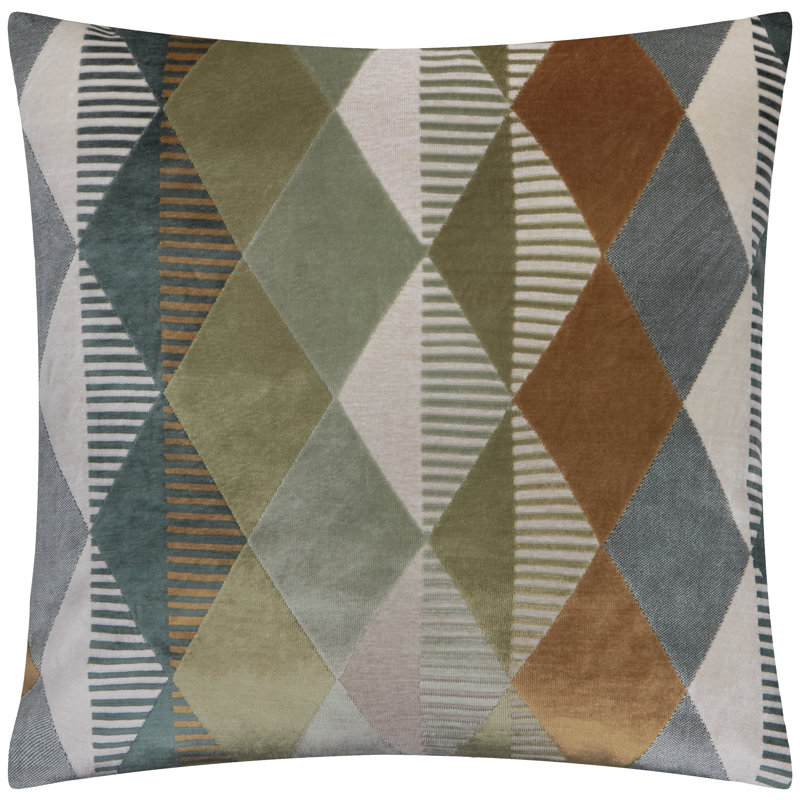Metro Harlequin Geometric Green Square Cushion, Polyester