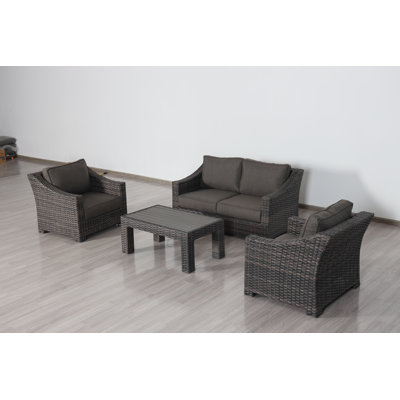 Ensemble de conversation d'extérieur pour 4 personnes avec coussins Stets