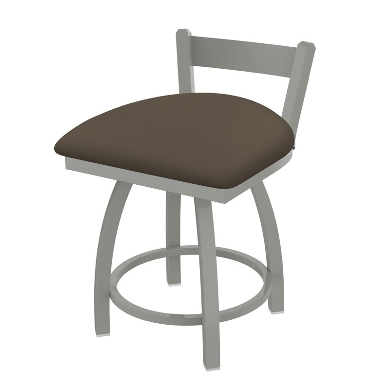 Tabouret de coiffeuse à dossier bas 18 po Catalina, Nickel anodisé, Vinyle - Terre Canter