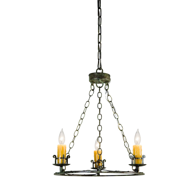 3 - Light Dimmable Wagon Wheel Chandelier