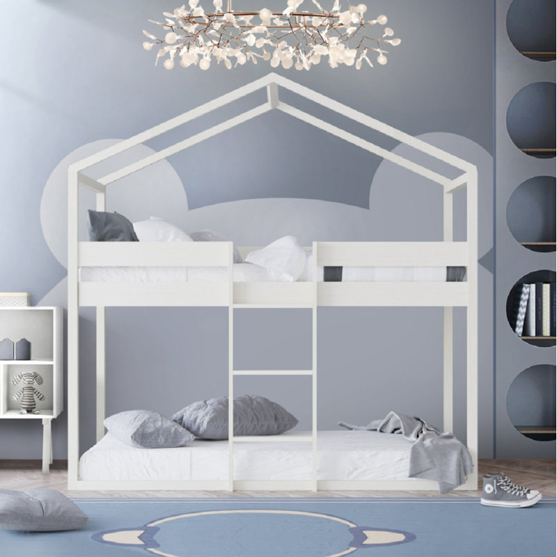 Zirke Kids Twin Over Twin Bunk Bed, Antique White
