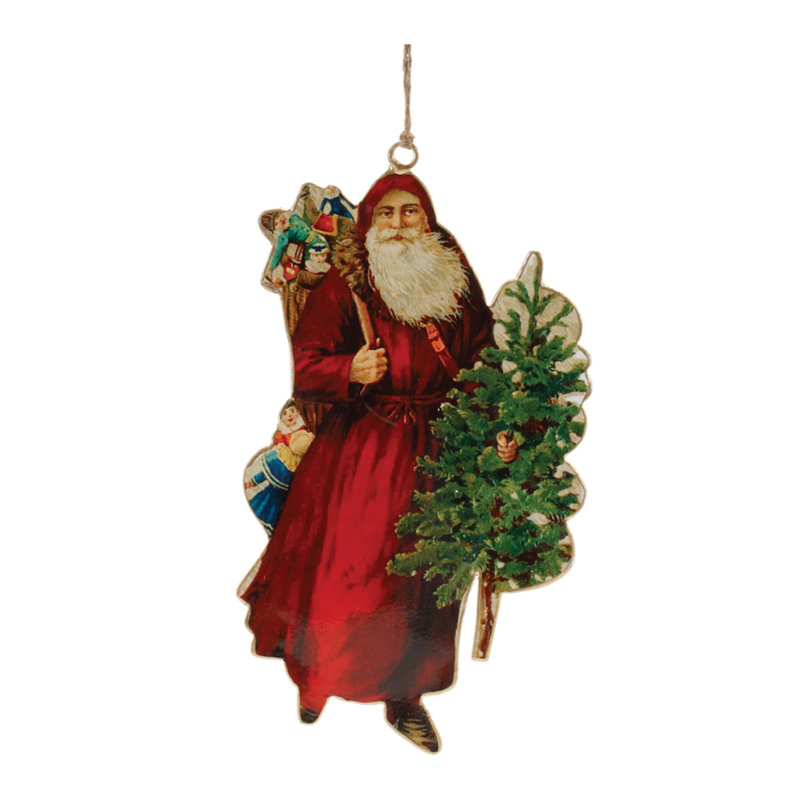 Ornement de père Noël rétro en métal (ensemble de 6)
