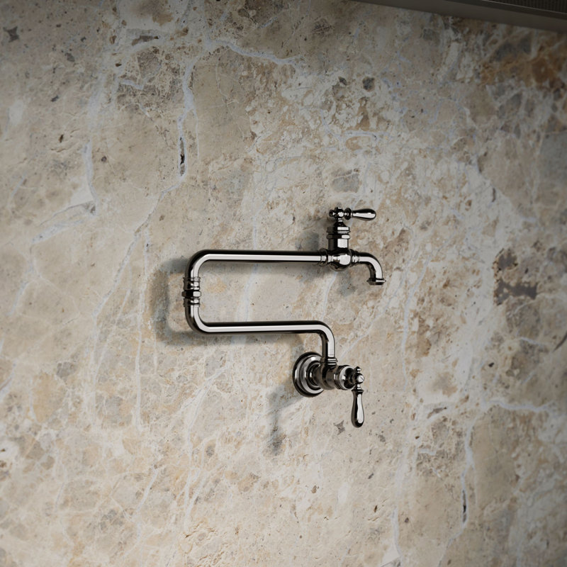 Artifacts Single-Hole Wall-Mount Pot Filler, Titanium
