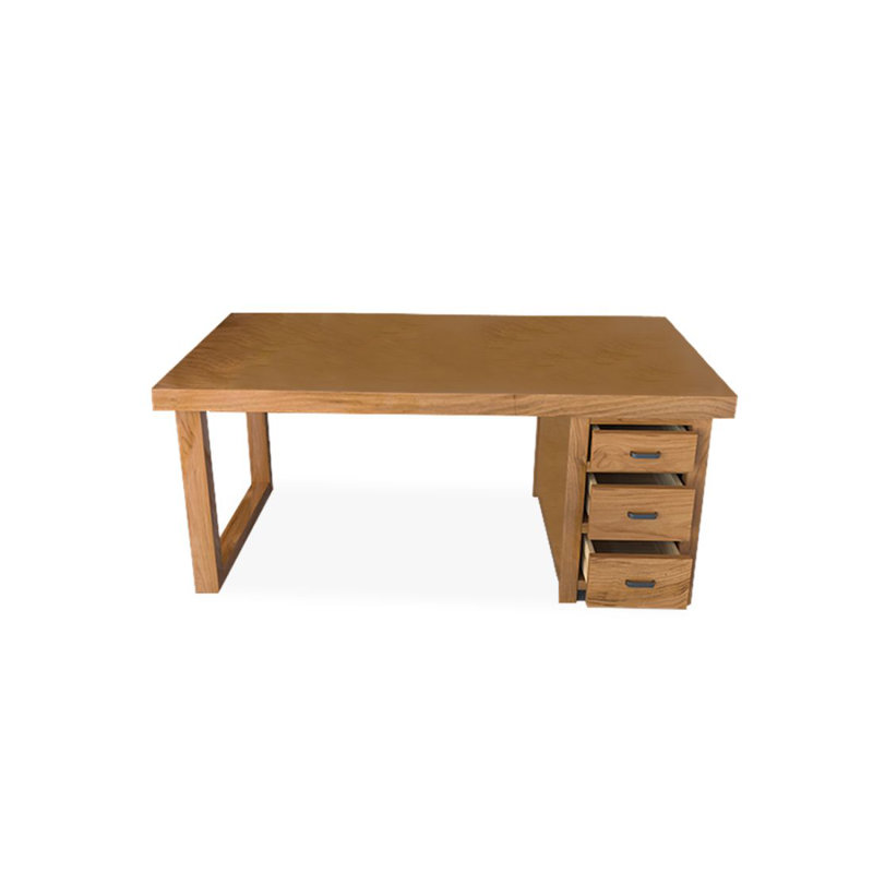 Bureau de direction rectangulaire en bois massif avec tiroirs Burlywood, H 29,53 po x l 55,12 po x P 23,62 po