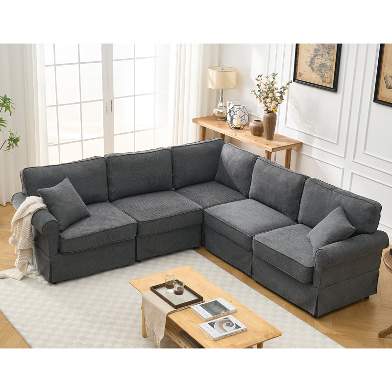 Modular Sectional Sofa Set, Dark Gray