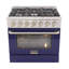 KUCHT Professional 36 po 5,2 pieds cubes Cuisinière à double combustible pour gaz propane avec brûleurs scellés et four à convection en acier inoxydable avec porte de four bleue-87227273-87227274