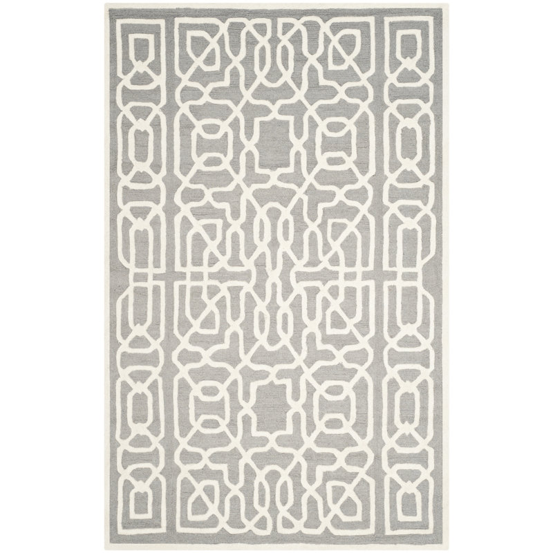 Cannen Hand Tufted Wool Geometric Rug, Rectangle 6' x 9'