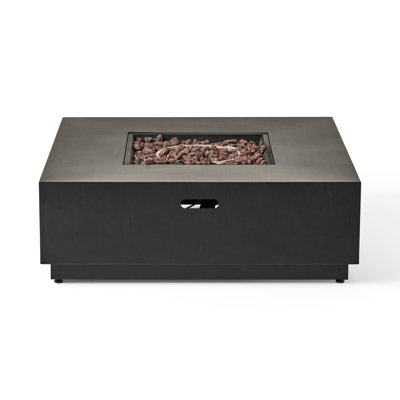 50000 39'' Square Iron Fire Pit, Modern Design Approach, Dark Gray Iron, No Assembly Required Pit 39'', , Scheme, Finish,