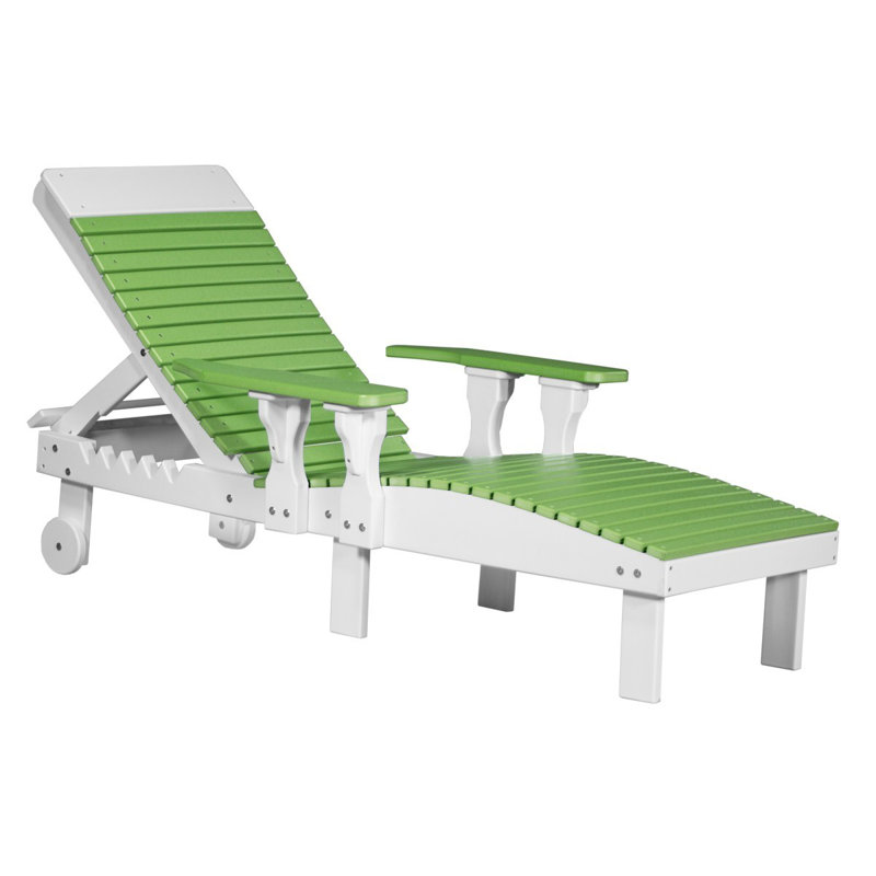 Chaise de patio inclinable Dicie, Vert citron / blanc