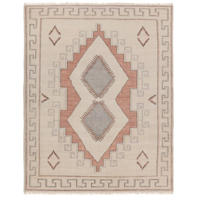 Jaipur Living Azzurro JIN08 Handknotted Medallion Cream and Pink Area Rug (10'x14')