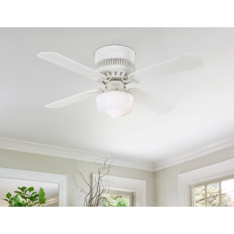 White 42'' Low Profile Ceiling Fan with Light Kit