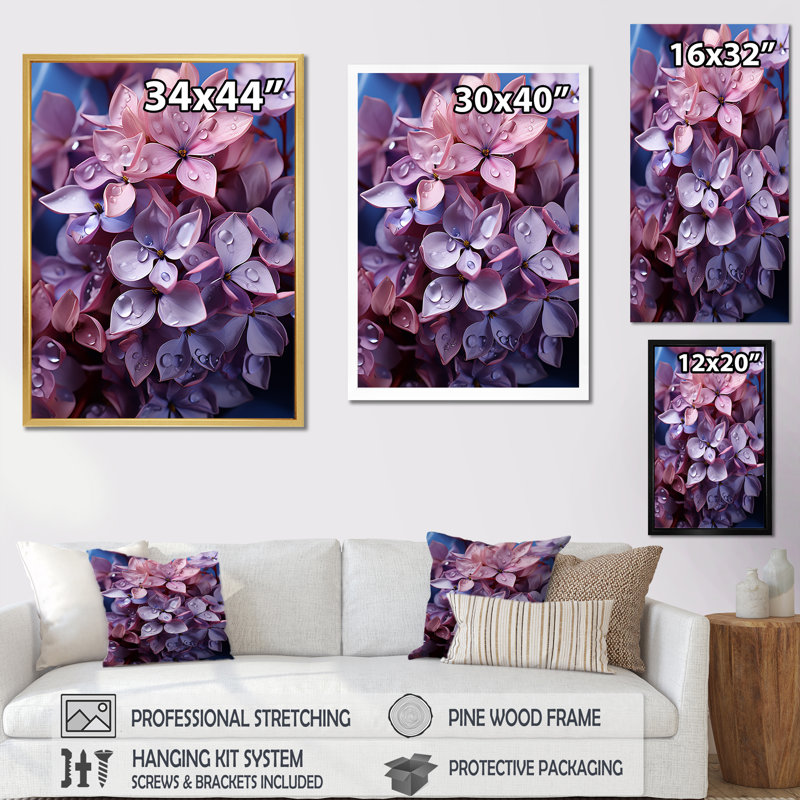 " Essential Lilacs Lullaby II ", Gold Single Picture Framed, 44" H x 34" W x 1.5" D