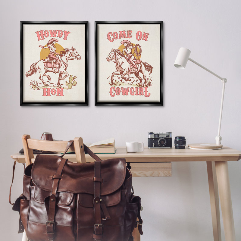  "Pastel Cowgirl", ensemble de 2 toiles flottantes encadrées par Victoria Barnes, H 31 po x l 25 po