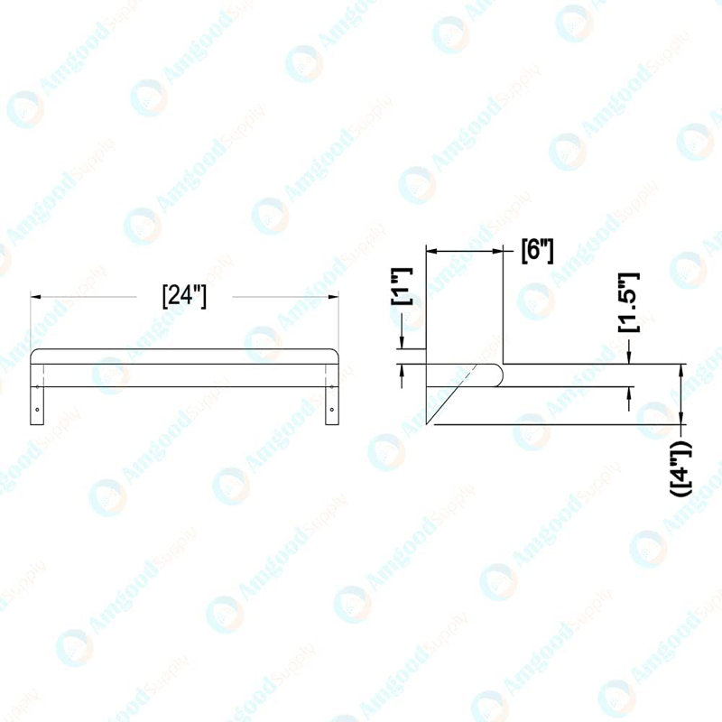 1 Piece Metal Bracket Shelf, 5" H x 24" W x 6" D