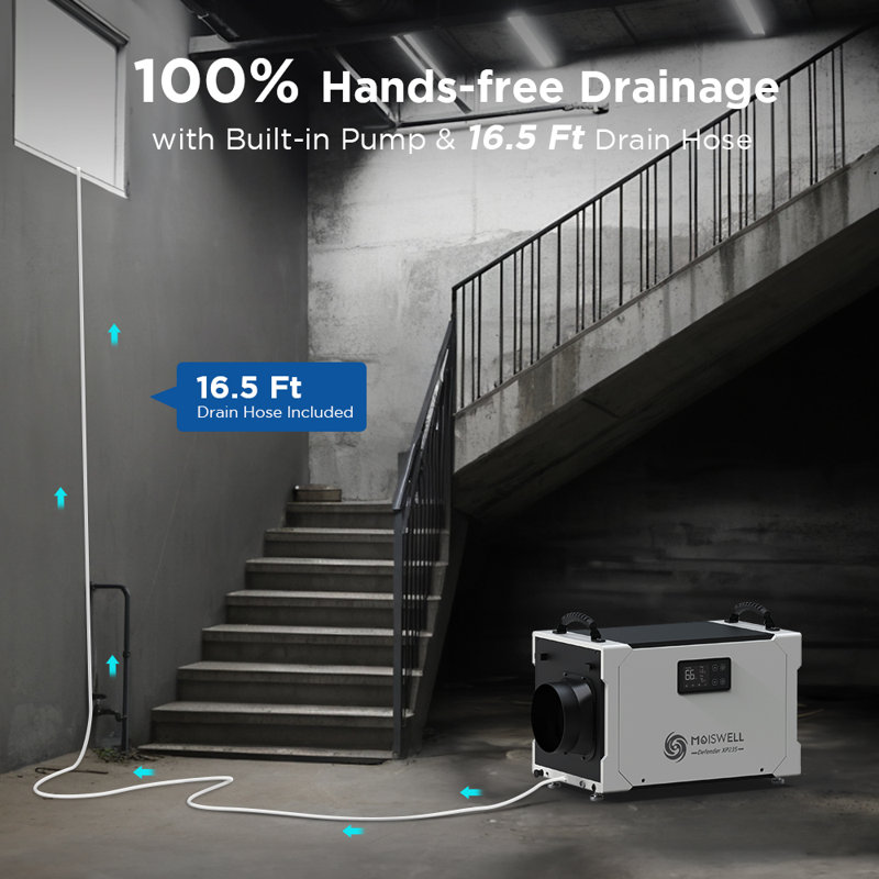 Moiswell XP235 White Metal Commercial Dehumidifier with Pump