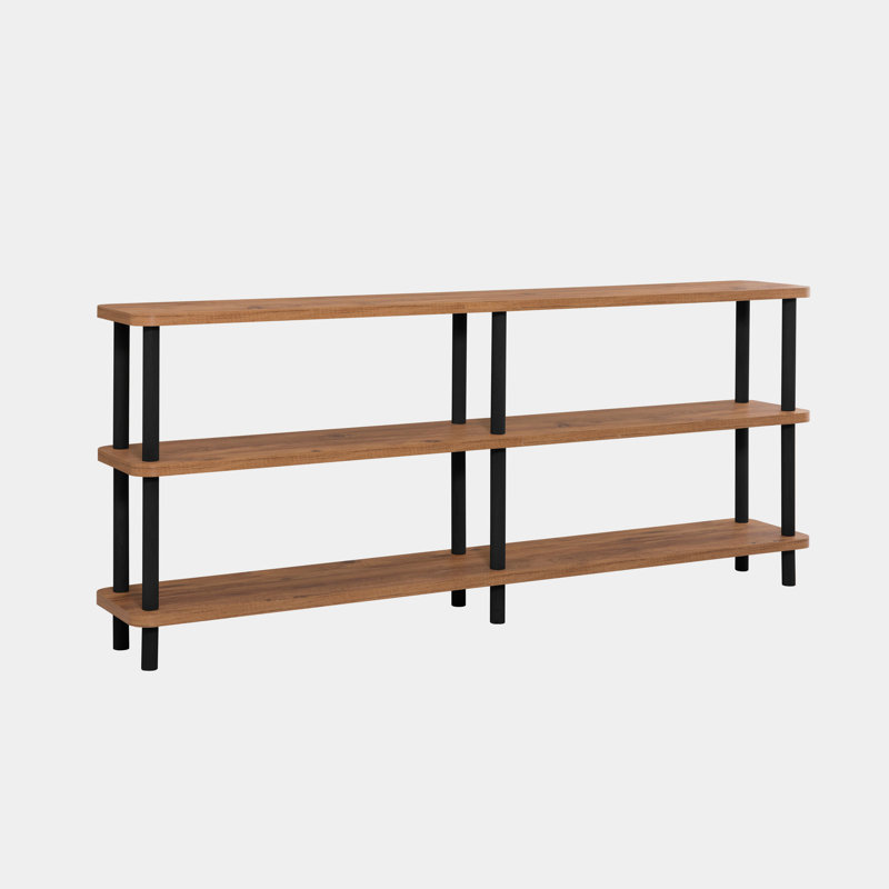 Modern Industrial Bookshelf, Black & Atlantic Pine, 70.9 x 29.5 x 13.8 inches | 100% Melamine Coated Particle Board, 1.0 inches Thick, 100% Hornbeam Legs | No Tools Required, 66.1 lbs Shelf Capacity, Stylish & Functional Design