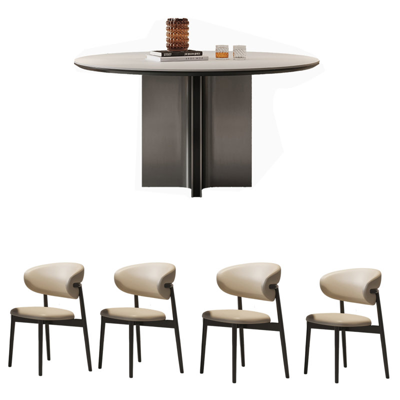 Light luxury and simple round dining table, 29.53"H x 47.24"L x 47.24"W