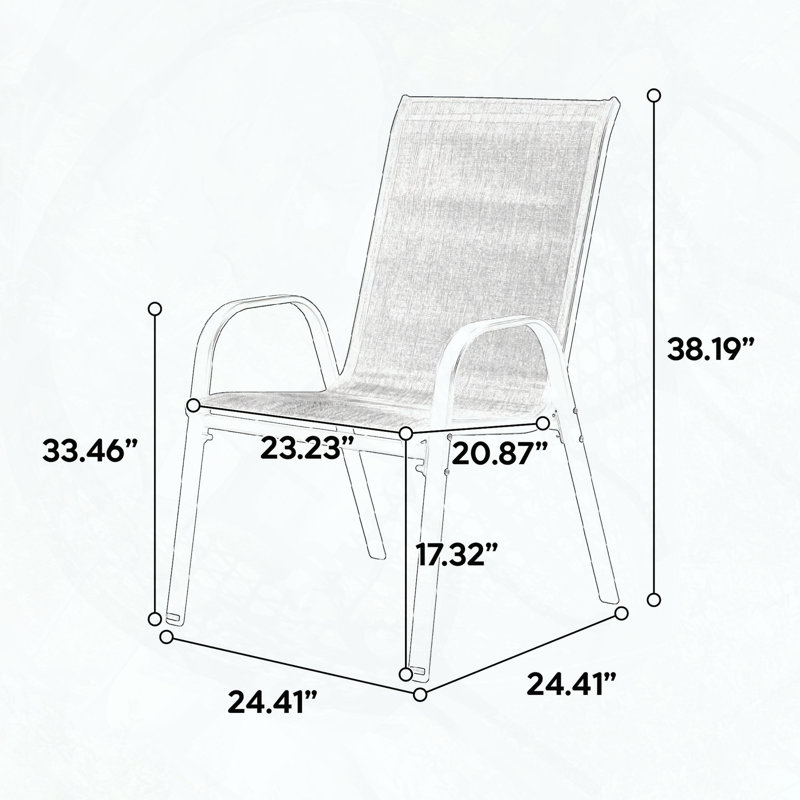 Patio Camping Chairs with PVC-coated polyester Fabric – Set of 6, Breathable & Space-Saving, Grey