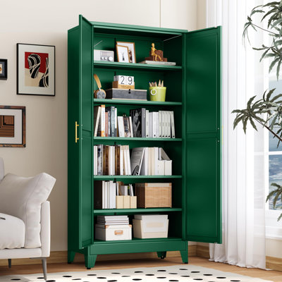Armoire de cuisine 75 po en métal avec portes et tablettes réglables