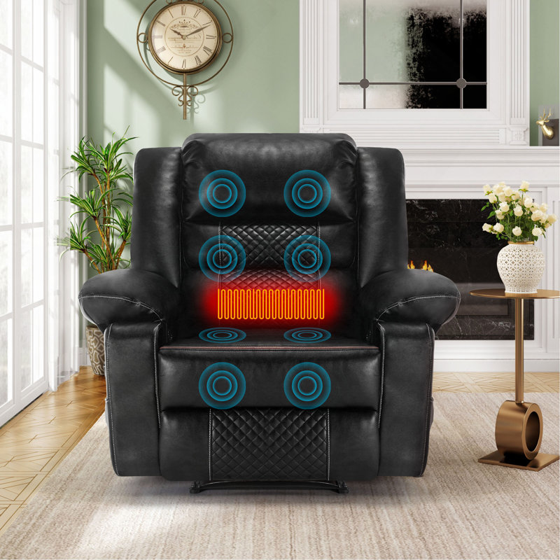 Fauteuil inclinable de massage en cuir respirant, Noir