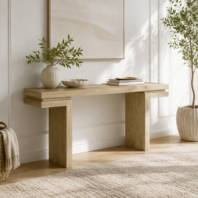 Console extra large plaquée en bois véritable
