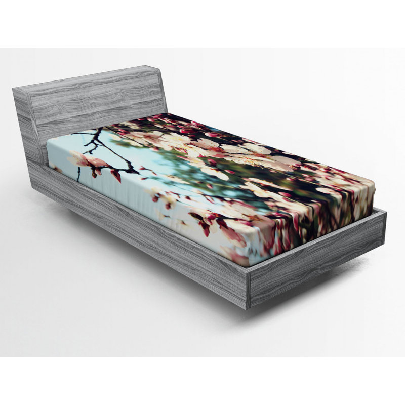 Microfiber Floral Fitted Sheet, Twin Fitted Sheet