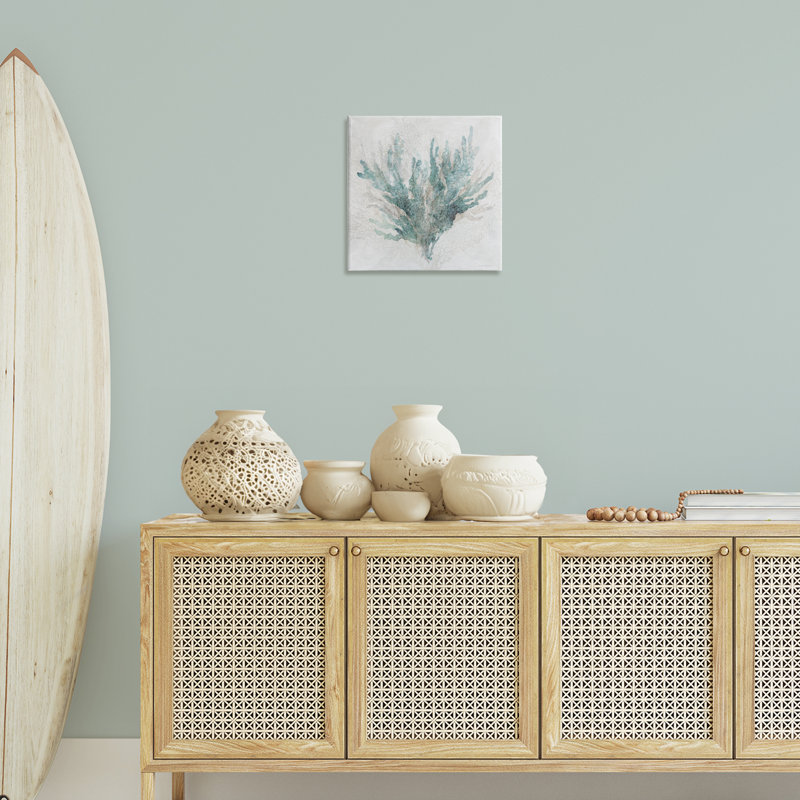 Art mural sur toile en forme de branche de corail doux, design par Carol Robinson, H 17 po x l 17 po