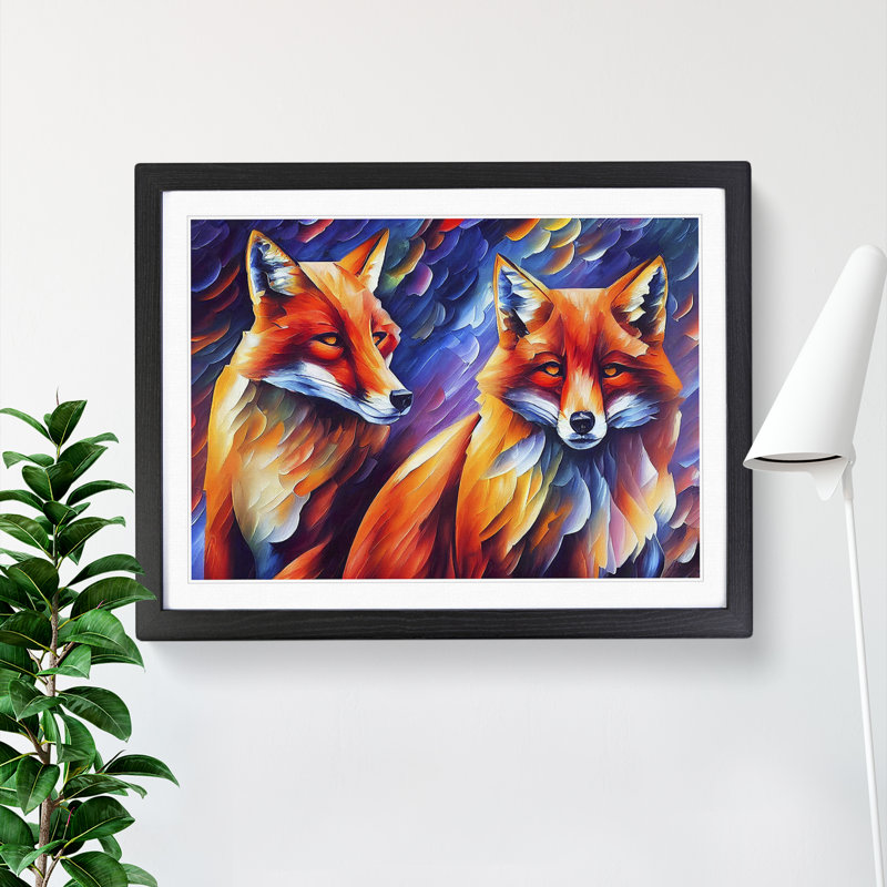 Fox Vol.6 Abstract - Single Picture Frame Painting, 46cm H x 64cm W x 2cm D, Black Framed