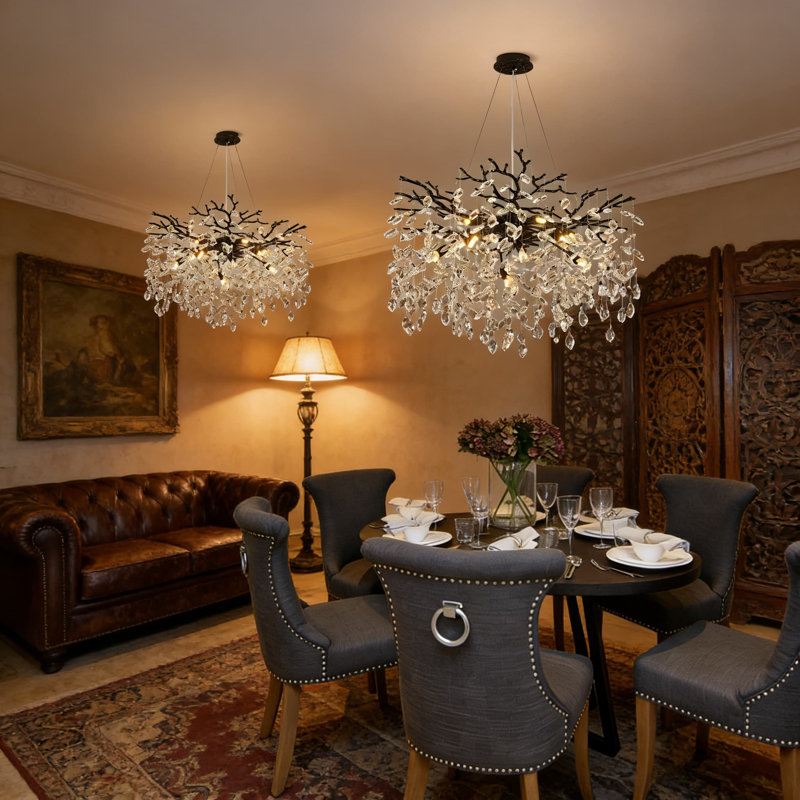Lustre moderne en cristal avec branches K9, plafonnier de luxe noir à 8 lumières pour salle à manger, salon, îlot de cuisine et chambre