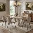 Modern 7-Piece Faux Marble U-shaped Pedestal Dining Set