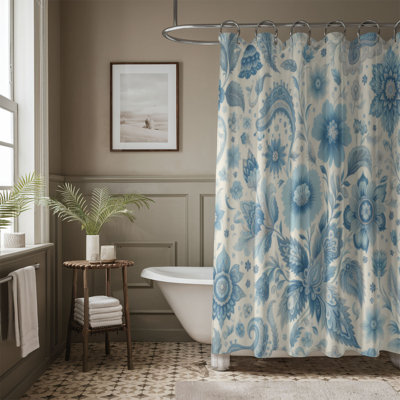Rideau de douche standard 1 pièce Soft Blue Blooms