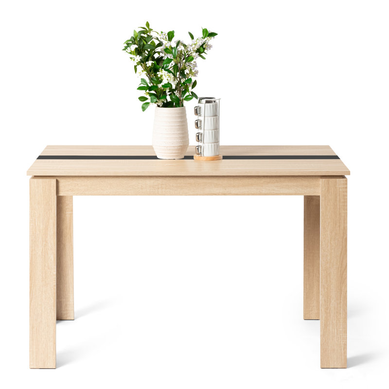 Ensemble de table de salle à manger en bois pour 4 personnes avec 2 bancs, Oak, Oak/Black, 29.50”H x 47.20”L x 27.60”W