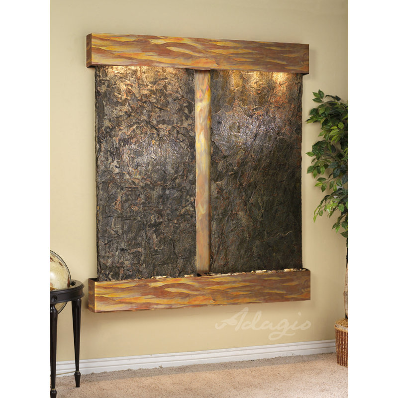 Cottonwood Falls Fountain with Light, Stainless Steel, Square, Rajah (multi-color)