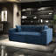 Lit moderne en velours bleu confortable avec espace de rangement 3 places peu encombrant et pratique-913007071-913007064