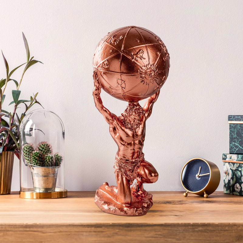 Hand-Painted Decorative Object, Copper Color, 5.1 x 12.2 x 5.1 Inches | 100% Polyester Material | Unique Art Piece with Color Variations | Perfect for Home Décor, Living Room & Office Accent