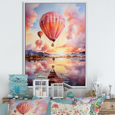 «Hot Ballon Clouds Dreamy Horizons», reproduction d'art sur toile nautique et plage