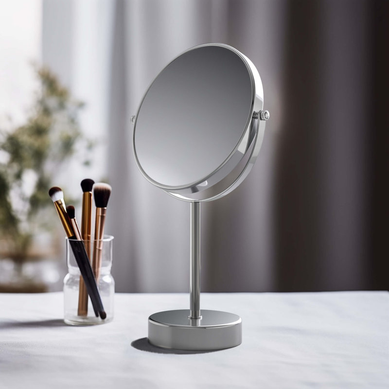 Circular Free Standing Magnifying Make Up Mirror, Chrome