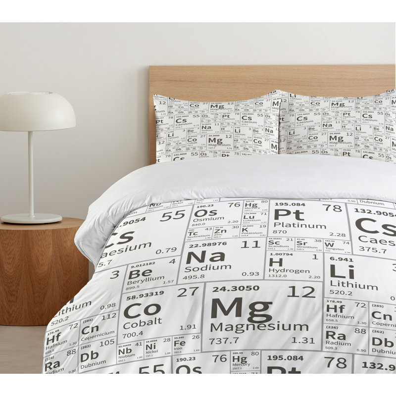 Periodic Table Modern & Contemporary Polyester Duvet Cover, Queen