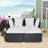 Outdoor Daybed with Retractable Canopy PE Rattan Sunbed with Soft Cushions & Pillows 2 Folding Side Trays-1751044595