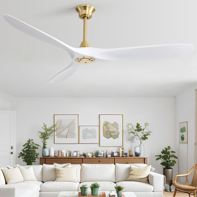 Ventilateur de plafond intelligent moderne en ABS de 60 pouces avec moteur à courant continu réversible à télécommande 6 vitesses pour chambre à coucher